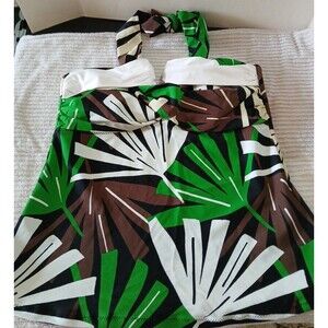 Leilani Bali Palms Tankini Top Swim Top Womens 10 Tankini Only Green-Brown-WH